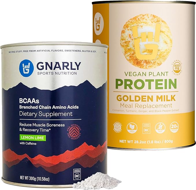 Gnarly Nutrition Golden Milk Vegan Protein Powder BCAAs Lemon Lime (10.58oz)