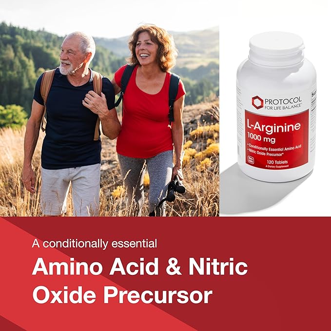 PROTOCOL FOR LIFE BALANCE L-Arginine 1000mg - Amino Acid - Urea Detox - Protein Protection - 120 Veg Caps