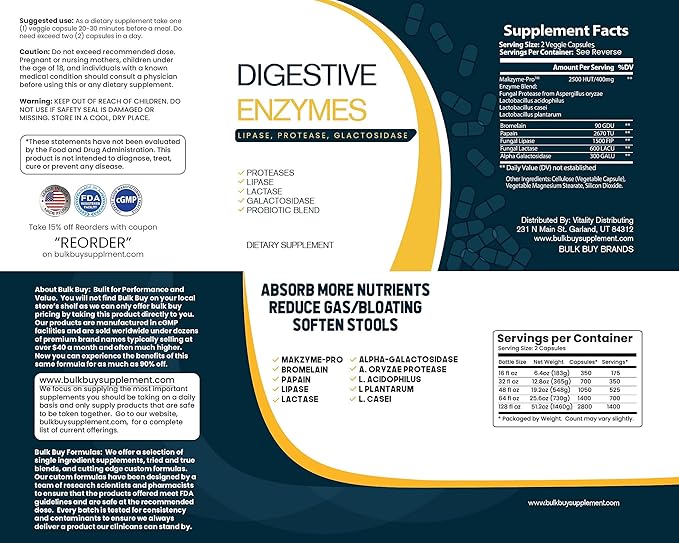 Digestion Aid - 700 Count Blend of Digestive Enzymes and Key Probiotic Strains in a Clear Square Grip Jar
