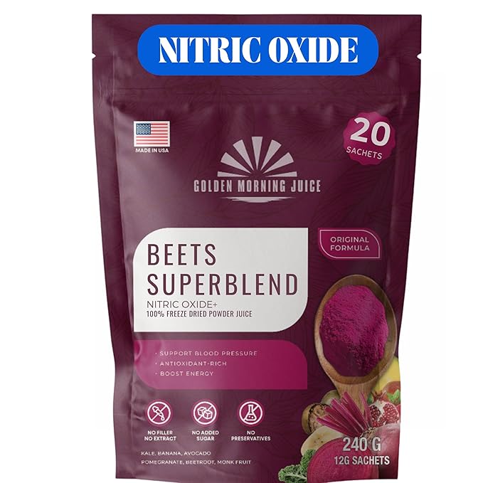 Beets Superfoods Blended Powder Juice: Nitric Oxide Booster &amp Energy Blend | Beetroot Pomegranate Powder to Extend NO &amp Blood Flow | No Added Sugar Freeze-Dried