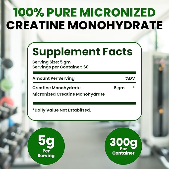 Creatine Monohydrate Powder Unflavored 60 Servings - 300 Grams