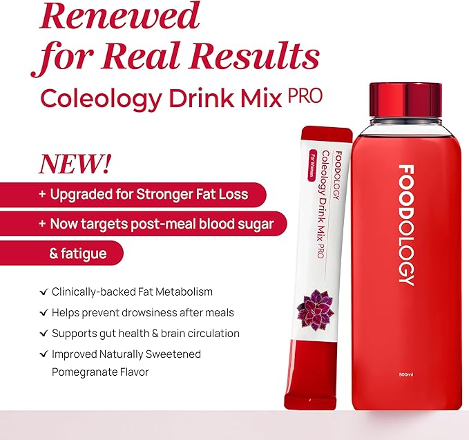 FOODOLOGY Coleology Drink Mix PRO | 3000mg Prebiotic Fiber &amp Metabolism Support | Daily Pomegranate Stick Powder for Gut Health &amp Weight Management | 15 Sticks