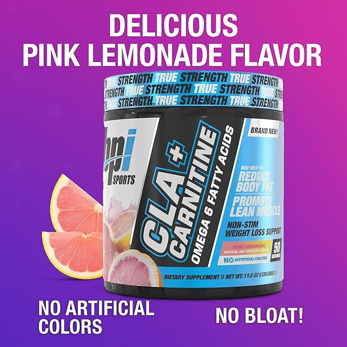 BPI Sports CLA+Carnitine – CLA L Carnitine &amp Linoleic Acid – L Carnitine Supplement for Weight Loss Metabolism &amp Lean Muscle – Caffeine Free – Pink Lemonade – 50 Servings – 12.34 oz