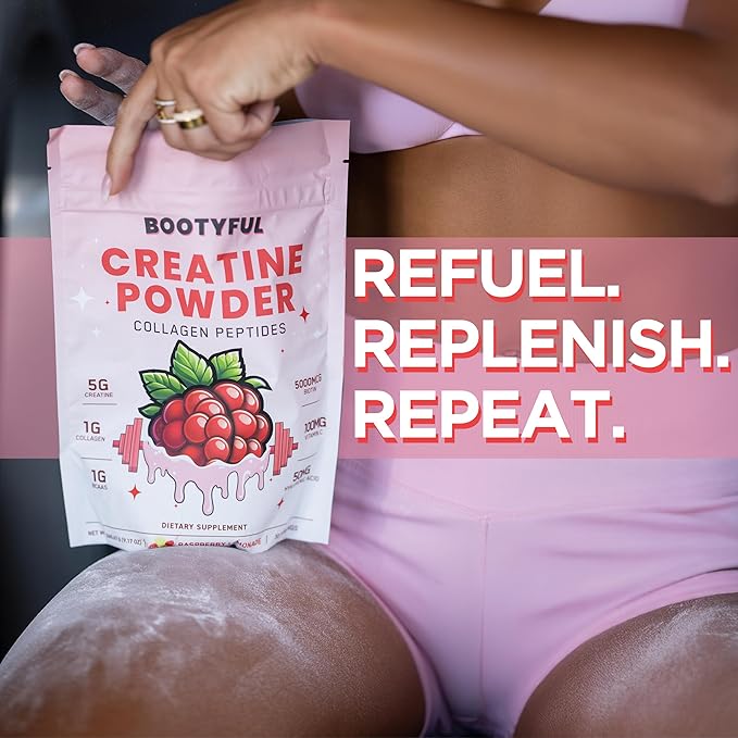 Creatine for Women – Booty Builder – Packed with Collagen Biotin BCAAs Hyaluronic Acid Vitamin C &amp Creatine Monohydrate Powder – Lean Muscle &amp Skin Hydration Support – Pink Lemonade 30 Se