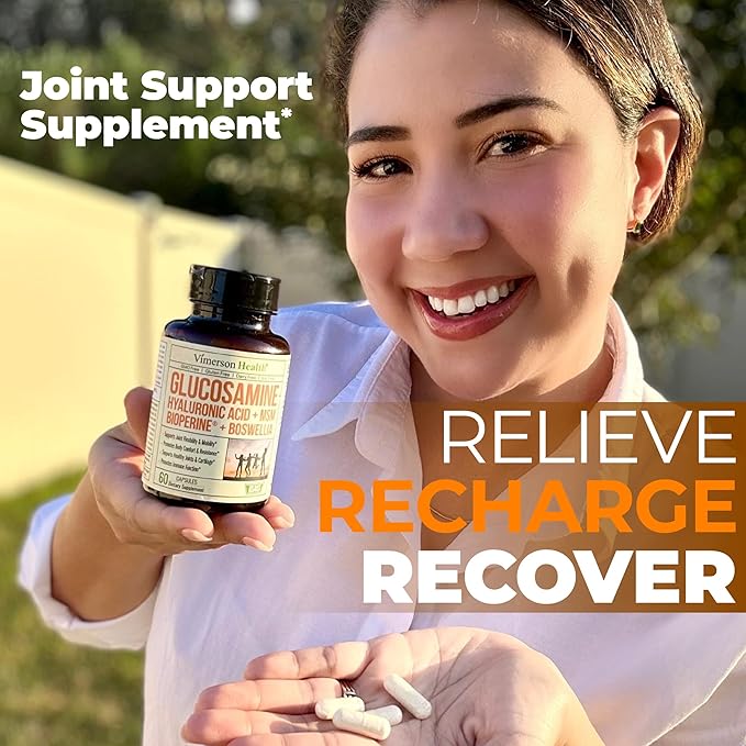 Joint Support Supplement with Glucosamine Sulfate Hyaluronic Acid Boswellia &amp MSM – Supports Joint Health Mobility &amp Bone Strength – for Daily Use – FSA Eligible 2 Pack
