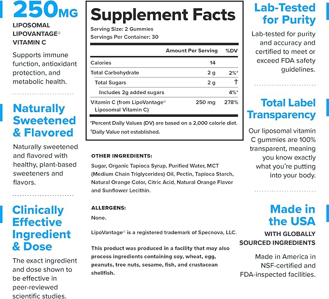 LEGION Liposomal Vitamin C Gummy - High Absorption Liposomal VIT C for Women &amp Men - Natural Vitamin C Supplements for Immune System Support (60 Gummies)