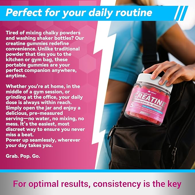 Creatine for Women Gummies Micronized Creatine Monohydrate + Myo-Inositol Collagen Peptides BCAAs Hyaluronic Acid Vitamin B6 B12 Zinc for Enërgy Föcus Hörmonal Balance Sugar Free 120 Counts