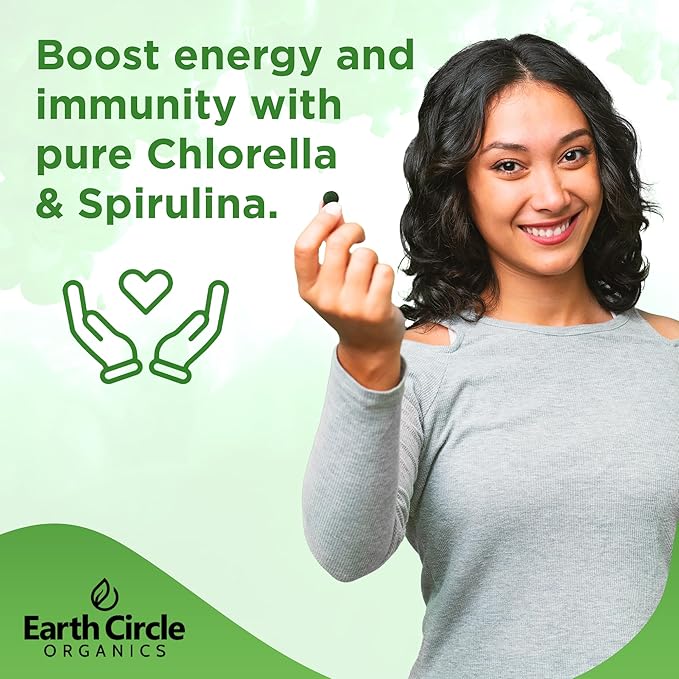 Premium Organic Chlorella / Spirulina Tablets 1000 Count (50/50) | Vegan Kosher Green Algae Superfood | Cracked Cell Wall for Maximum Absorption | High in Protein Iron Chlorophyll - Pack of 2
