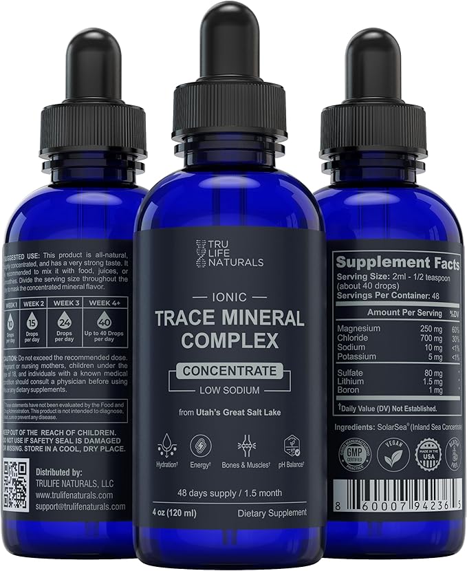 Trace Mineral Complex – 4 oz (48Servings) – 72+ Ionic Minerals Concentrate/Magnesium Chloride Boron Potassium/Supports Hydration &amp Electrolyte Balance