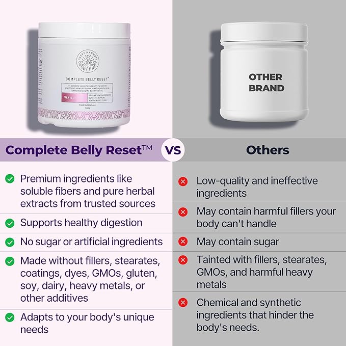 Happy Mammoth Complete Belly Reset Digestive Health Supplement Powder for Men &amp Women Supports Gut Health Reduces Bloating &amp Gas Promotes Bowel Regularity 24 Servings Vanilla Flavor