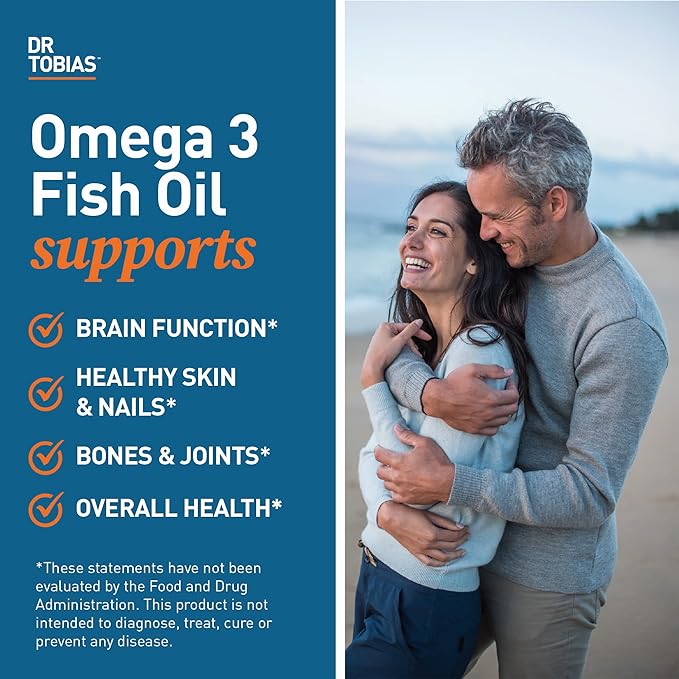 Dr. Tobias AKG Supplement &amp Omega 3 Fish Oil Support Cellular Energy &amp Overall Health with AKG and Triple-Strength Omega 3 EPA &amp DHA Non-GMO