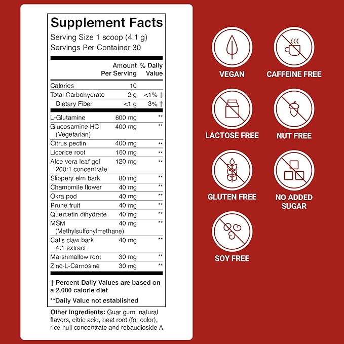 ACTIVATEDYOU GI Prime Digestive Health Drink to Support a Healthy GI Lining Improve Digestive Comfort and Energy - Berry Calm Flavor (30 Servings)