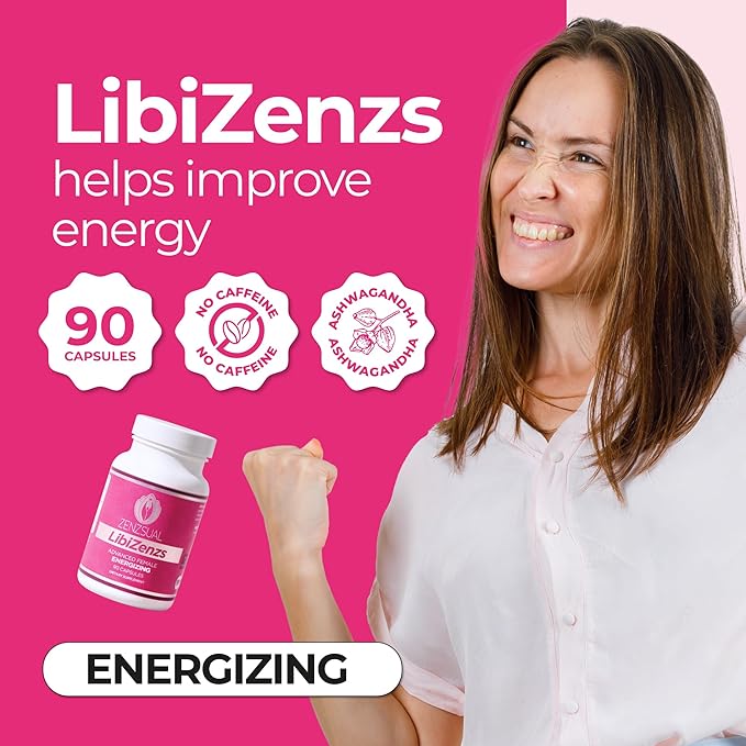 ZENZSUAL Libizenzs – Plant-Based Energy Support Supplement for Women – Caffeine-Free with Maca Root Ashwagandha &amp Ginseng – Supports Daily Stamina Focus &amp Well-Being – 90 Vegan Capsules