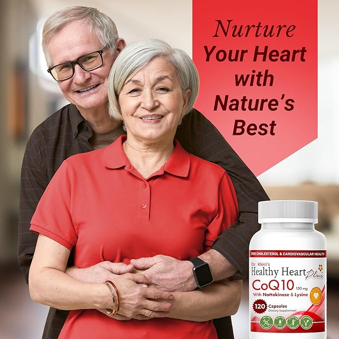 CoQ10 Cardiovascular Supplement 150mg – Coenzyme Q10 Nattokinase Pomegranate Garlic &amp Lysine for Blood Cholesterol Circulation Heart Plus CoQ10 Supplement for Men &amp Women 120 Capsules by
