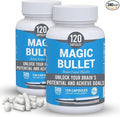 Magic Bullet Placebo Pills - 2 Pack – Happy Pills for Stress Relief – 120 White Vegan Capsules to Regain Confidence – Inert Capsules for Reaching Your Goals – Suitable for Adults Teens Men Women