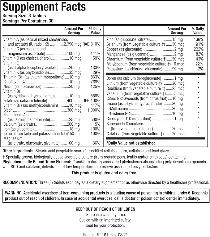 Biotics Research Bio-Multi Plus - Robust Foundational Multivitamin/Mineral Formula Contains Plant-Based Trace Minerals 90 Tablets