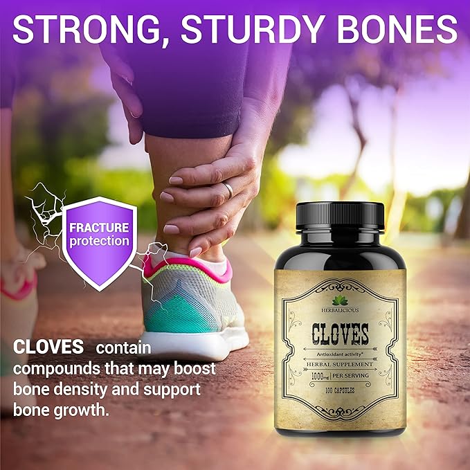 Cloves Capsules - Natural Dietary Supplement - Rich in Vitamins Minerals Manganese Fiber - May Help Strengthen Bones Promote Digestive Function Antioxidant Support - 100 Caps