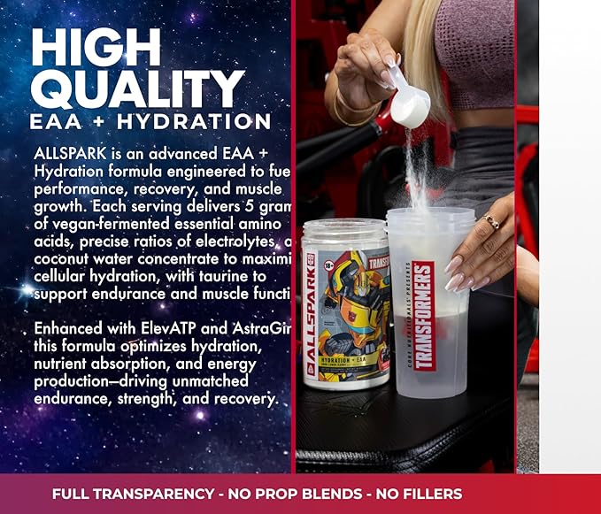 Core Nutritionals Transformers Allspark Hydration + EAA | Full Electrolyte Blend for Recovery | Free Prize Inside - Starscream | 30 Servings (Grape Lemonade)