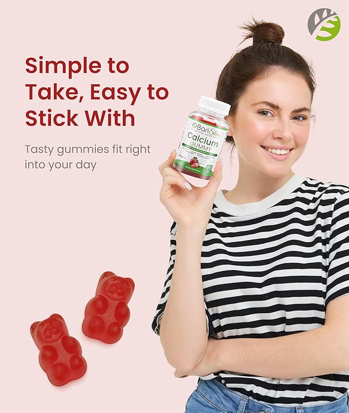BariSlim Bariatric Calcium Gummies - Specially Formulated Bariatric Vitamins for Patients After Weight Loss Surgery - Supports Energy Levels &amp Bone Health | Strawberry (90 Vegan Gummies)