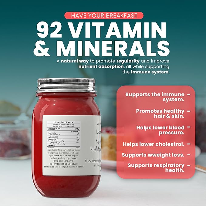 Mixed Berry Acai Organic Fresh Fruit Infused Wild Harvested Irish Sea Moss Gel | Immune and Digestive Support | Vitamin Mineral Antioxidant Supplements | (16oz. Mixed Berry Acai)
