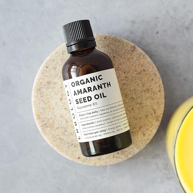 Erbology Organic Amaranth Oil 1.7 fl oz - Cold-Pressed - Rich in Squalene (8%) and Vitamin E (580% RI) - Regenerate and Nourish - No Additives or Preservatives - Sustainably Sourced - Vegan - GMO-Free