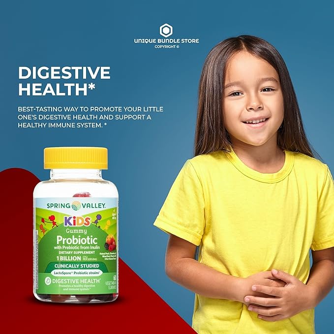 Unique Bundle Store Kids Probiotic Gummies with Prebiotic – 60 Vegetarian Gummies Probiotics for Toddlers Children's Probiotic Kids Immune Support Digestive Balance (Pack of 1)