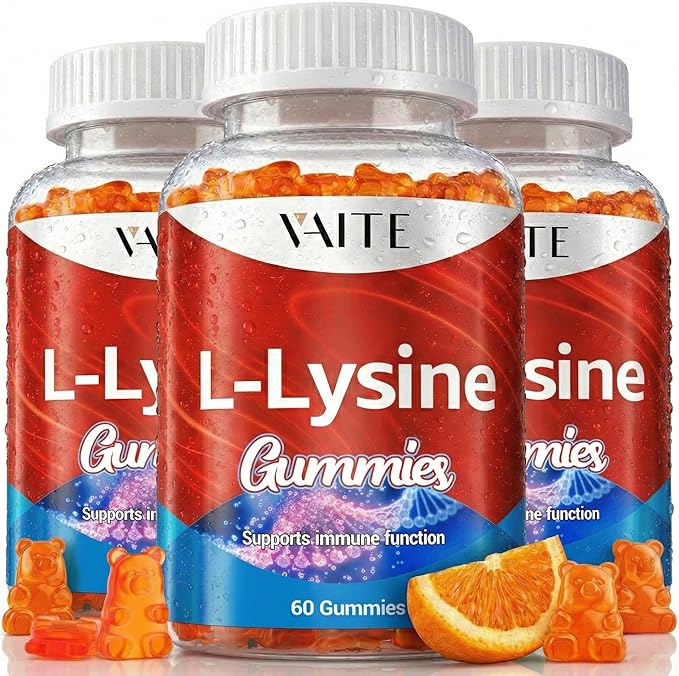 L-Lysine 1000mg Gummies - Supports Skin Lip Vegan Gluten Free 60 Chewable Lysine for Adults Vitamins Tissue Health &amp Immune System Amino Acid Vitamin Supplement &amp Complex Supplements (3