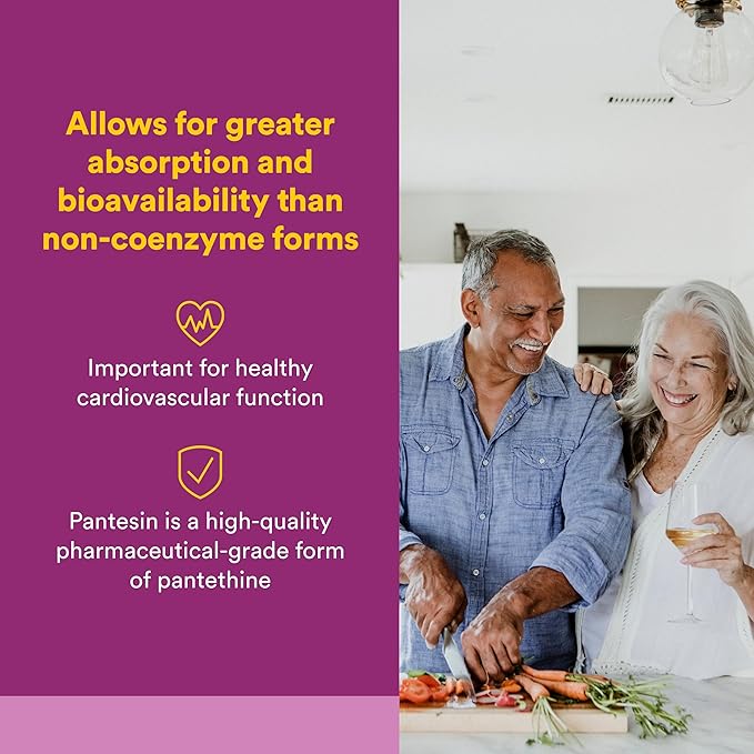 Natural Factors BioCoenzymated Pantethine - B Vitamin Support for Energy Support &amp Cardiovascular Health - Active Coenzyme Form - Non-GMO Gluten-Free &amp Dairy-Free - 60 Softgels