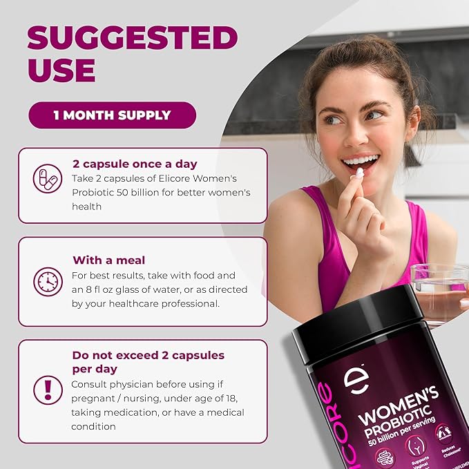 Premium Probiotics for Women 50 Billion CFU - 50B Lactobacillus Bi-Pass Technology - Vaginal &amp Digestive Probiotics - Non-GMO Gluten-Free Blend with MAKTREK Technology - 60 Veg Capsules
