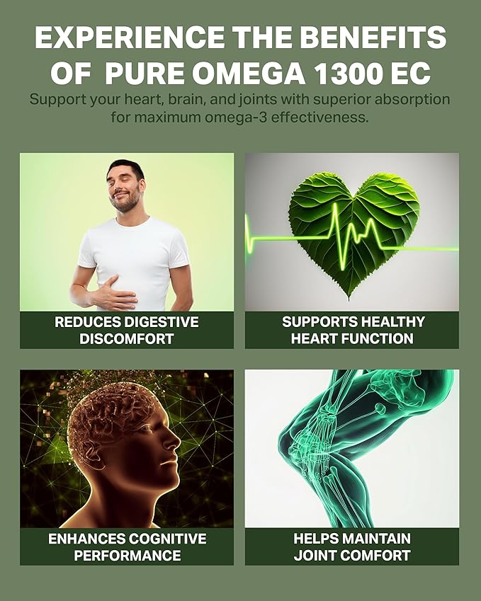 HormoneSynergy Omega 1300 EC Fish Oil Softgels - High-Strength Omega 3 Supplement with Enhanced Absorption - IFOS Verified Enteric Coated 600mg EPA 260mg DHA - 120 Count
