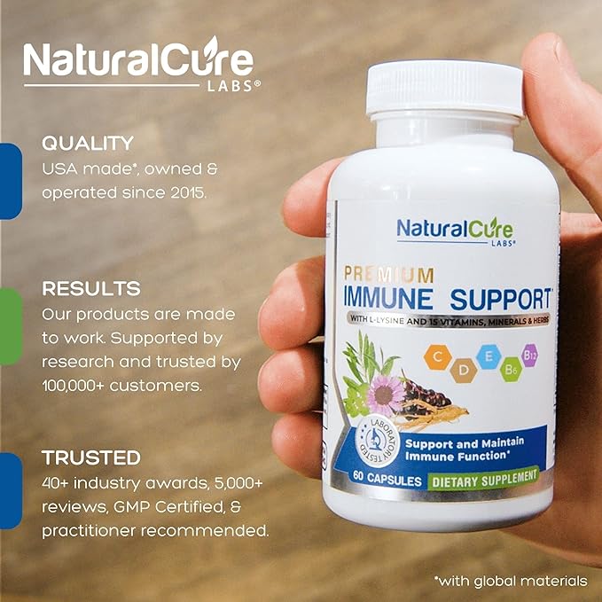 Natural Cure Labs Bundle: Immune Support + L-Lysine with Monolaurin