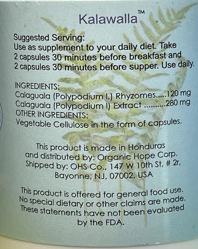 (Calaguala) with Polypodium Leucotomos for Immune System Support Highest Potency 50:1 Extract 400mg. (120 Veggie Caps)