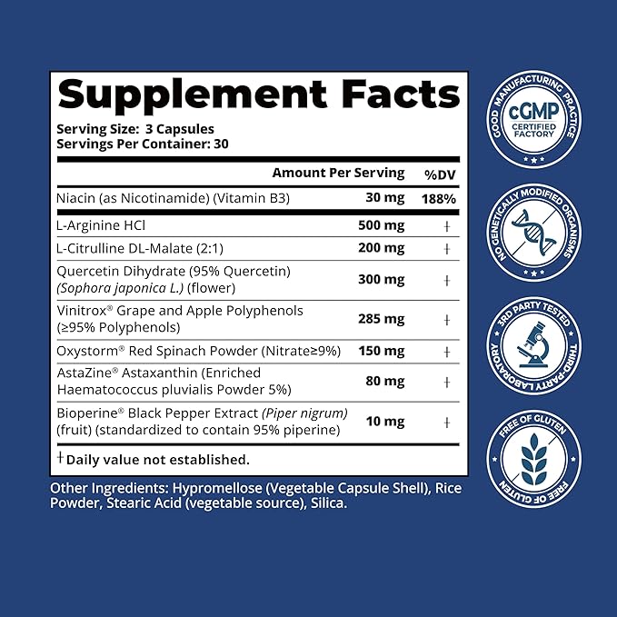 Nitric Oxide Supplements for Men l Arginine Supplements 1550mg L-Citrulline -L-Arginine Supports Heart Health &amp Blood Flow &amp Circulation  Nitric Oxide Booster 90 Capsules.