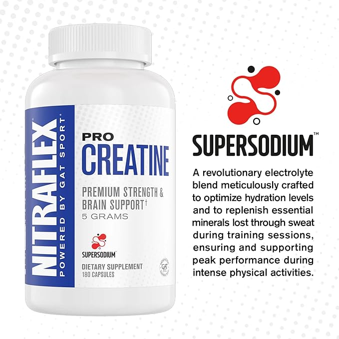 GAT SPORT Pro Creatine Capsules Strengh Wellness Brain Health Enhanced Absorption 5 Grams 180 Veggie Capsules