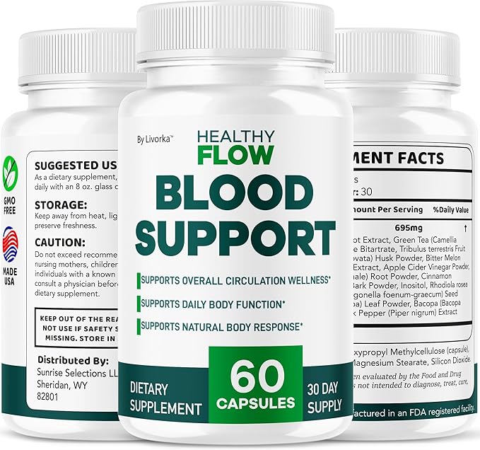 (2 Pack) Healthy Flow Blood Support - HealthyFlow Support Supplement Capsules Daily Premium Advanced Formula Pills - Maximum Strength Vitamins for Overall Health &amp Wellness 120 Capsules for 2 Mo