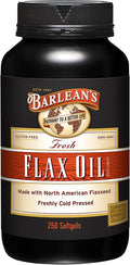 Barlean's Omega 3 6 9 Flaxseed Oil Supplements Cold-Pressed Flax Seed Supplement Softgels with 1650 mg ALA Fatty Acids 250 Count