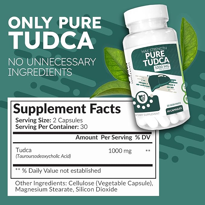 eXplicit Supplements Max Strength Pure TUDCA 1000mg per Serving (60 Capsules) High Potency Premium Quality Tudca Supplement