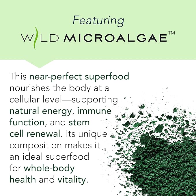 New Earth Wild Algae Blend Organic Superfood Powder | Pure Organic Wild Microalgae (AFA) | Supports Energy Digestion Nutrient Absorption &amp Immune Health | Vegan Non-GMO