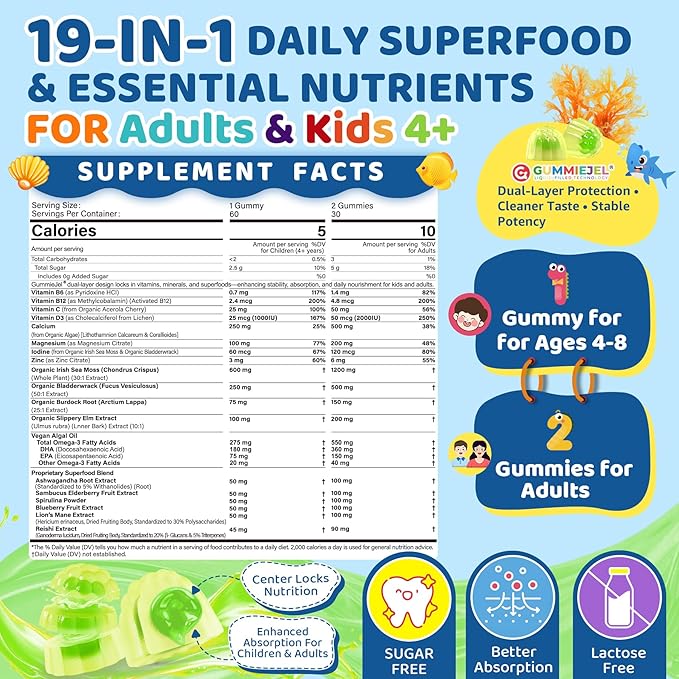 EnvyCure Digestive Enzymes Gummies + Sea Moss Gummies for Kids &amp Adults