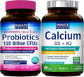 Innate Vitality Calcium 1200mg with D3 &amp K2 + Women's Probiotics 120B CFU Bundle | Bone Density &amp Feminine Flora Support with Cranberry Digestive Enzymes &amp pH Balance