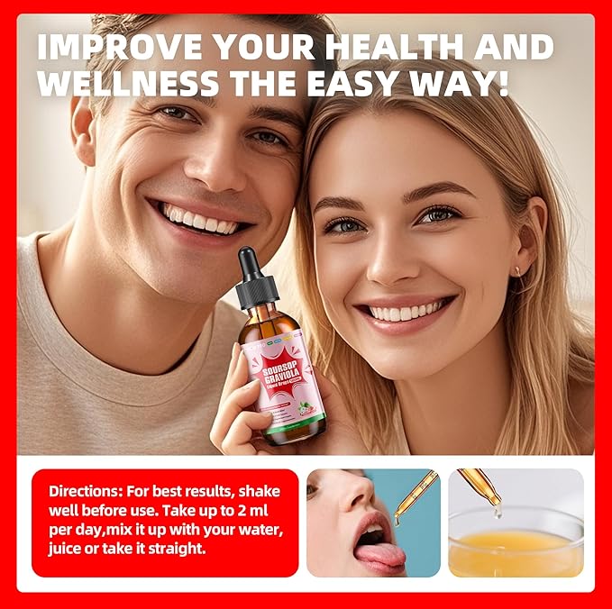 Soursop Graviola Leaf Extract Liquid Drop for Cell Support &amp Regeneration Immune Boost Relax Liver and Sleep Soursop Bitters Liquid Herbal Goodness Sugar/Gluten Free Strawberry Flavor 2 Fl