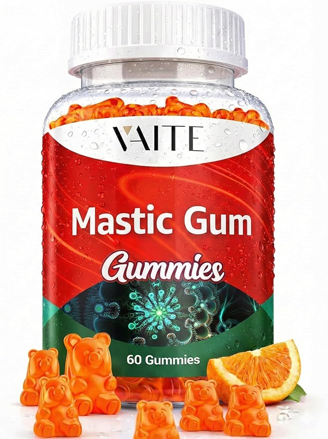 Mastic Gum Gummies 1000mg - Digestive Support Supplement Pistacia Lentiscus Resin Vegan Gluten-Free Non-GMO Gut Health &amp Stomach Comfort 60 Gummies Stomach Relief &amp Digestive Aid