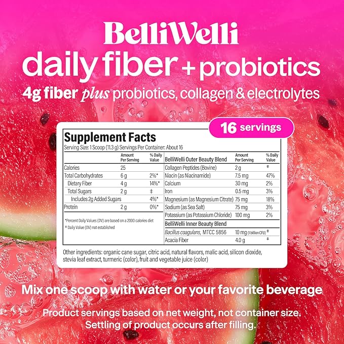 Daily Fiber Supplement Bundle for Women &amp Men – Premium Fiber Powder from Organic Acacia with Added Collagen Electrolytes &amp Probiotics – No Bloat Constipation &amp Gut Health Support (Water