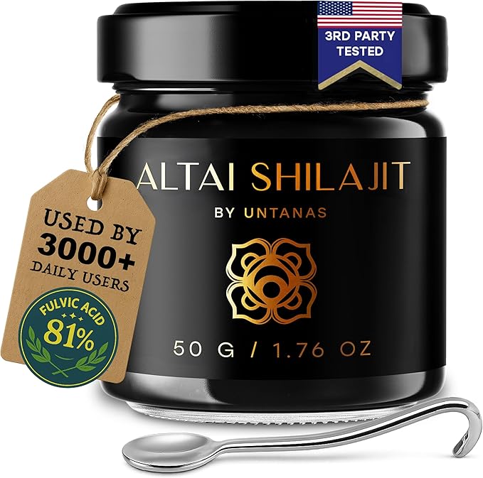 Altai Shilajit Resin - 50g Pure Shilajit - Gold Grade Shilajit - 6 Month Supply - for Vitality &amp Mental Clarity - Authentic Extraction Method - Fulvic Acid + Humic Minerals