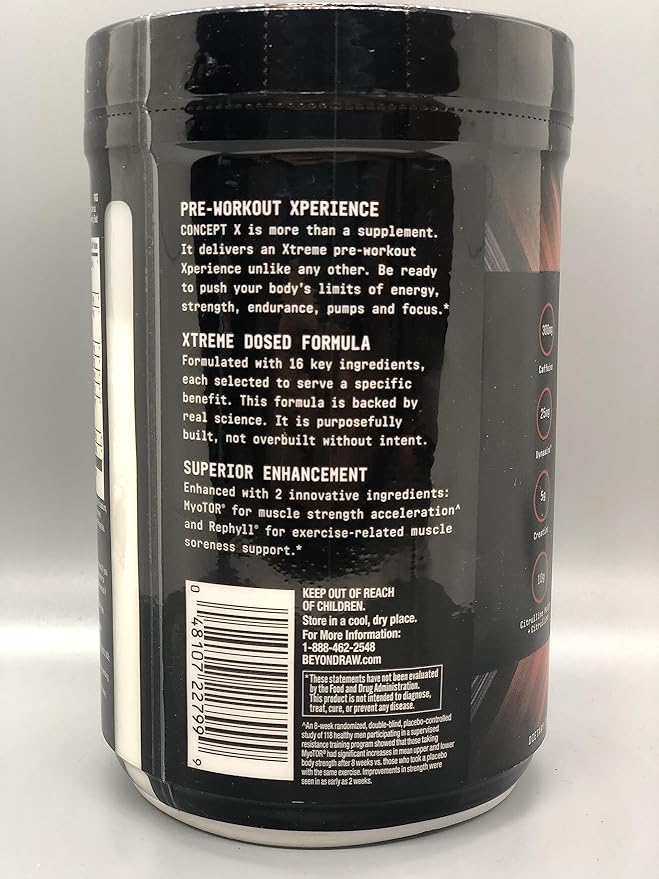 BEYOND RAW Concept X Clinically Dosed Pre-Workout Powder Contains Caffeine L-Citrulline Creatine and Beta-Alanine Gummy Worm Flavor 20 Servings
