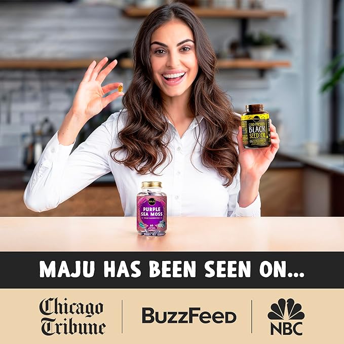 Maju Superfoods Black Seed Oil Capsules and Purple Sea Moss Capsules Bundle