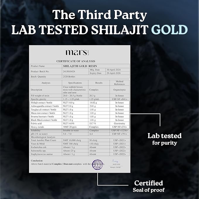 Mars Shilajit Gold (Resin) | Premium Organic Shilajit Sourced from High-Altitude | Resin for Overall Well-Being (Pack of 2)