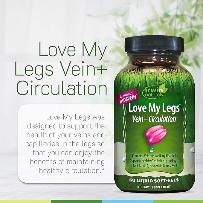 Irwin Naturals Love My Legs - 60 Liquid Softgels - Supports Health of Leg Veins Capillaries &amp Circulation