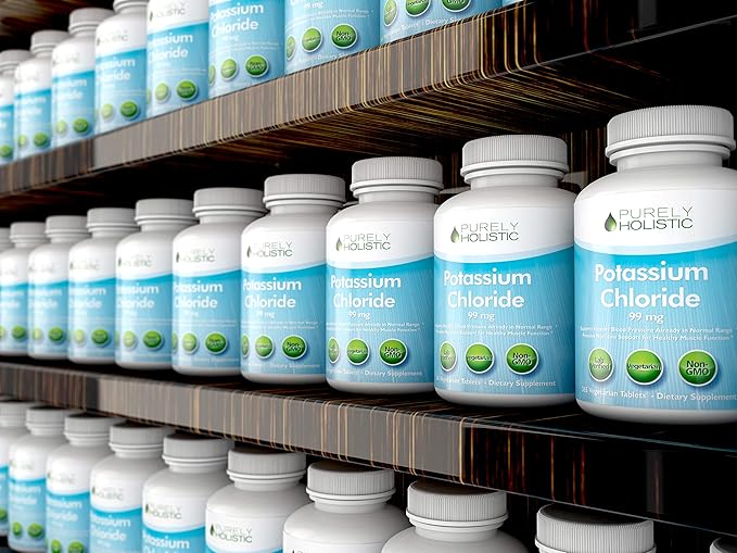 Potassium Chloride Supplement | 1 Year Supply | Heart &amp Circulatory Health Support | With Potassium 99mg Per Serving for Electrolyte &amp Fluid Balance Support | Gentle on Digestion | Non-GMO | 3