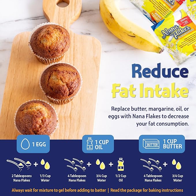 Nana Flakes 100% Pure Banana Flakes Medical Food Powder - Decrease Fat Intake &amp Natural Remedy for Diarrhea &amp Heart Burn - Great Source of Protein&amp Fiber (100 Single-Serve Packs)